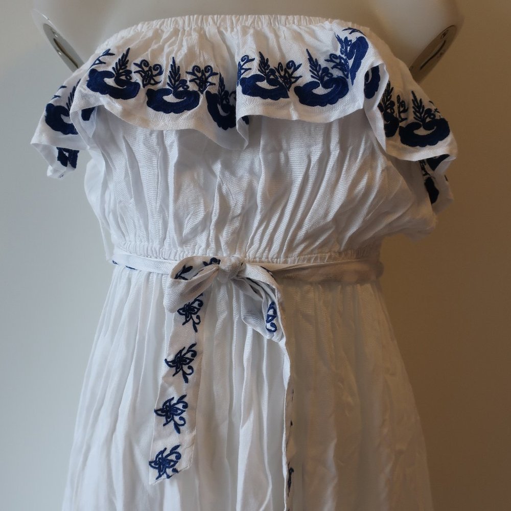 NWT TINA DEMEL RUFFLE SLEEVELESS HIGH LOW DRESS L* - Picture 4 of 8